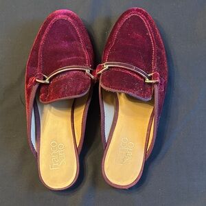 Franco Sarto Burgundy Velvet Mules